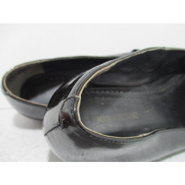 Pour La Victoire Patent Black Sarina Square Toe Sip On Flats Size Us