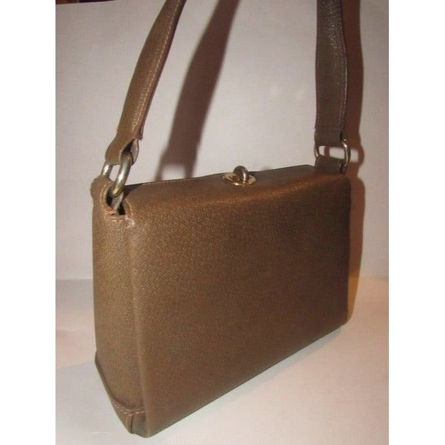 Gucci Boxy Structured Kelly Top Handle Purse Brown Leather Shoulder Bag