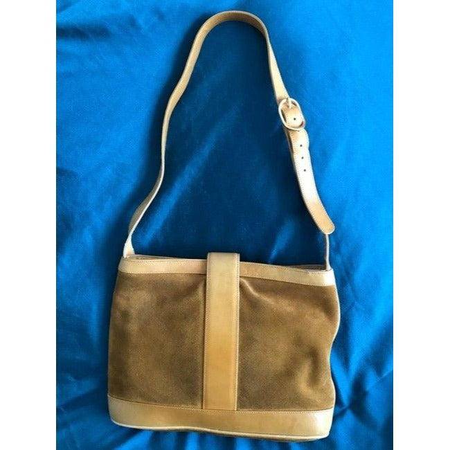 Gucci Bucket Bag Britt Blondie Camel Suede Leather Satchel