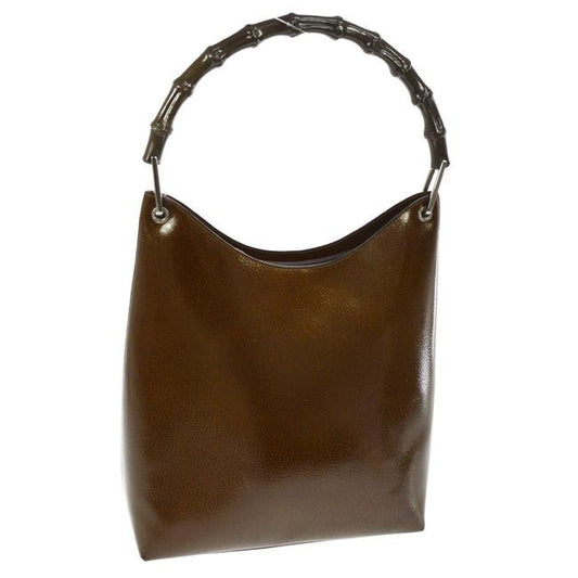 Gucci Vintage Brown Leather Bamboo Handle Hobo Bag