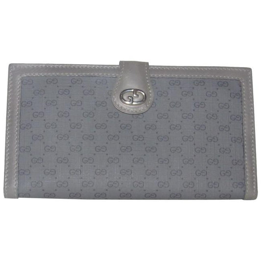 Gucci Black Small G Logo Print On Grey Coated Canvas And Grey Leather Vintage Wallet