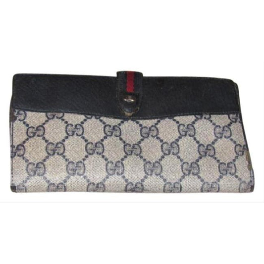 Gucci Navy G Printed Blue Stripe Xl W Collection Continental Sherry Wallet