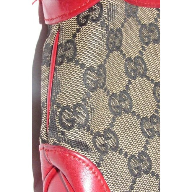 Gucci Jackie Shoulder Guccissima Print Style Top Handle Red And Brown G Logo Leather Hobo Bag