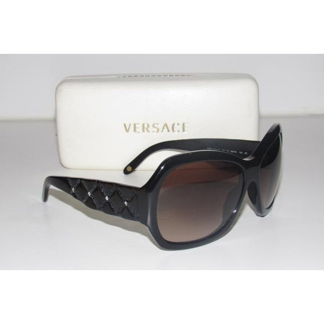 Versace Marbleized Heavy Plastic In Brown With Rhinestone Accents Sunglassesdesigner Sunglasses