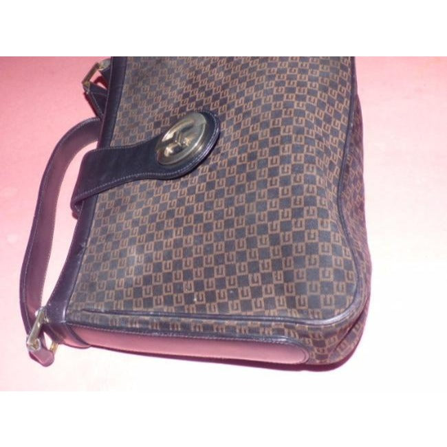 Gucci Vintage Pursesdesigner Purses Browns And Black Square G Logo Print Leathersuede Hobo Bag