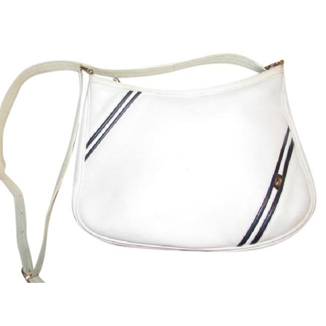 Gucci Gg Supreme Hobo With Dimensional Diagonal White Leathernavy Stripes Shoulder Bag