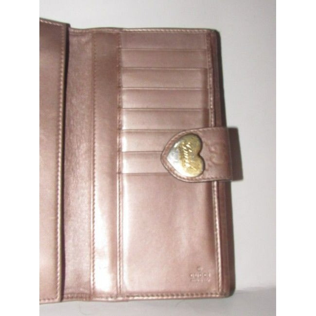 Gucci Iridescent Pink W G Print Xl Continental Tri Fold Wallet