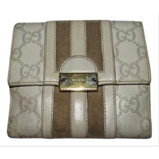 Gucci Guccissma Print Taupe Brown Leather Wallet