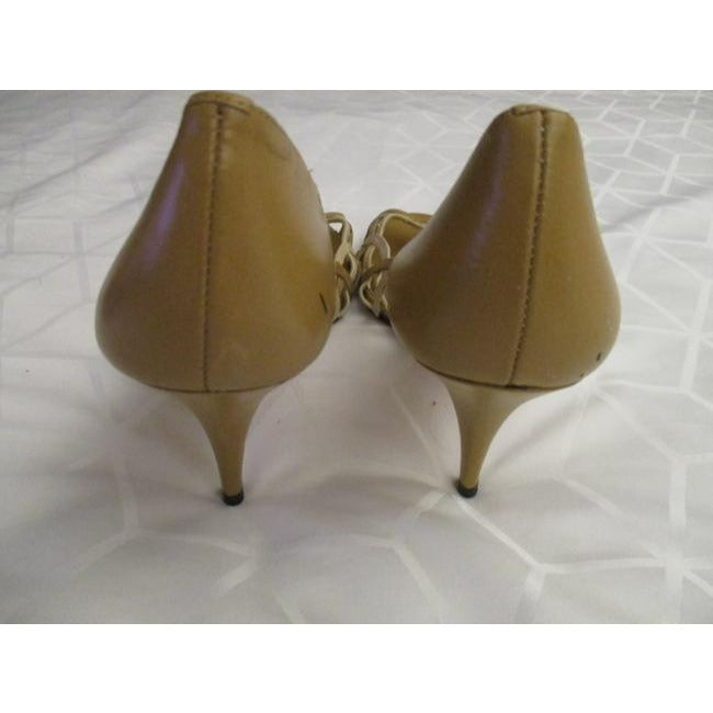 Klub Nico Tan Beige Taupe Scalloped Woven Pumps Size Eu