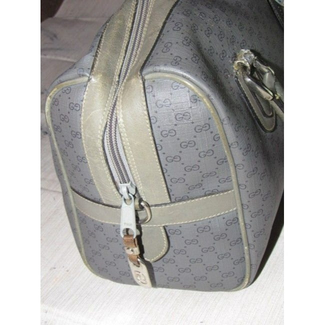 Gucci Vintage Pursesdesigner Purses Dark Grey Small G Logo Print On Lighter Grey Coated Canvas And G