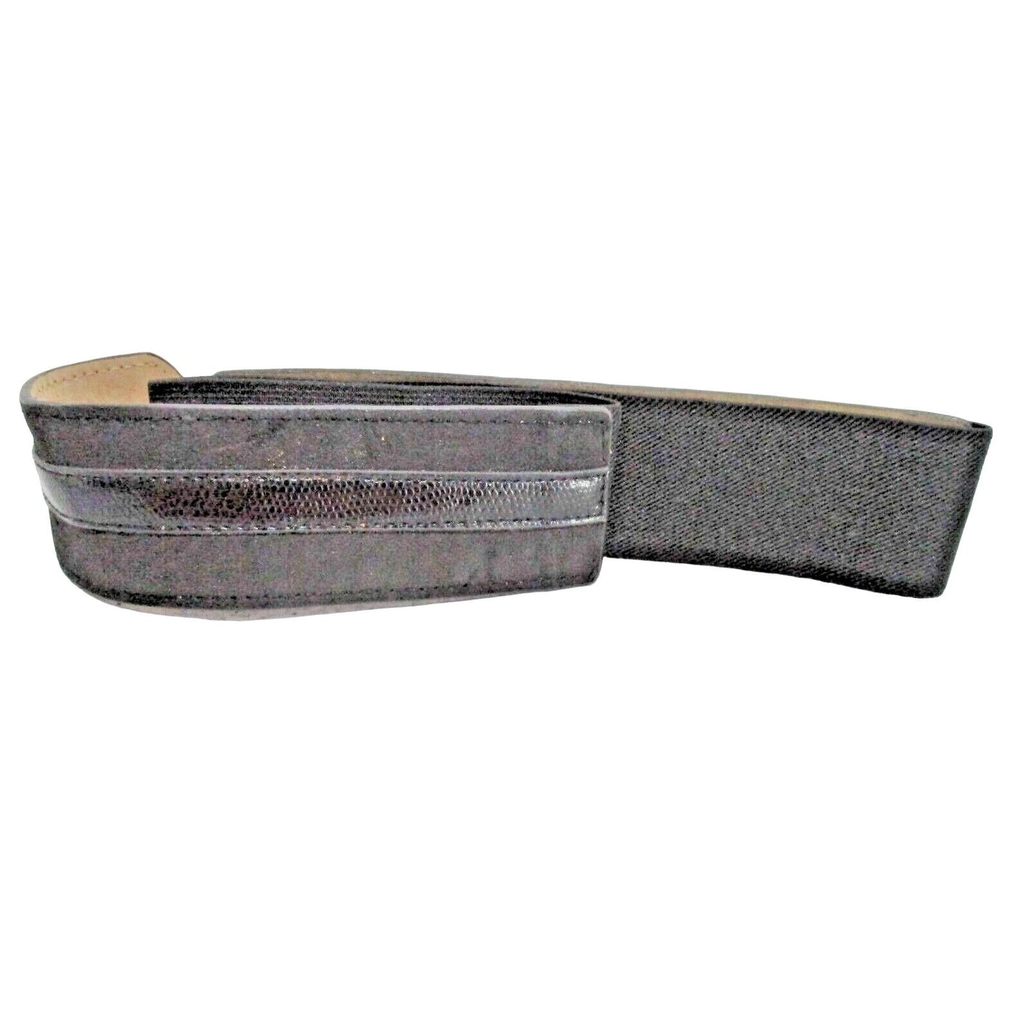 BYRN MAWR Black Stretch Suede/Leather Latch Belt