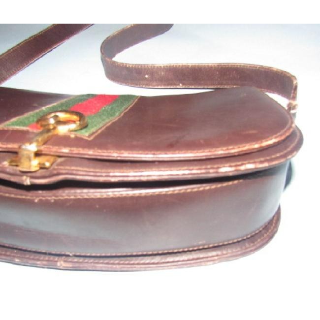 Gucci Vintage Pursesdesigner Purses Supple Brown Leather With Redgreen Stripe And Equestrian Accents