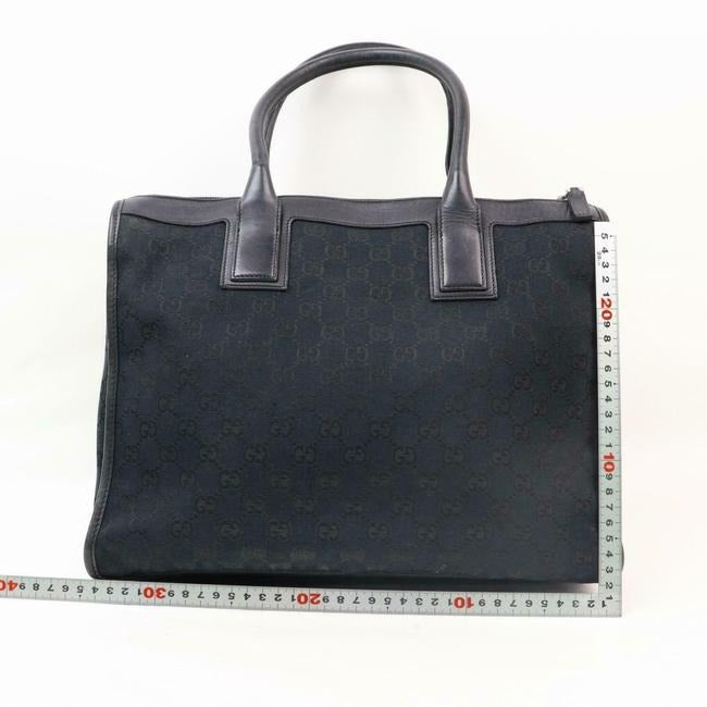 Gucci Satcheltote Black Large G Logo Print Canvas And Black Leather Tote