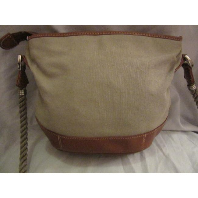 Gucci Vintage Pursesdesigner Purses Stone Colored Fabric And Brown Leather With Multi Colored Nautic
