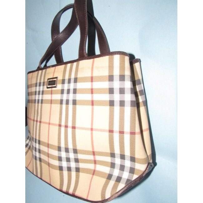 Burberry Nova Check Plaid Canvas & Leather Satchel