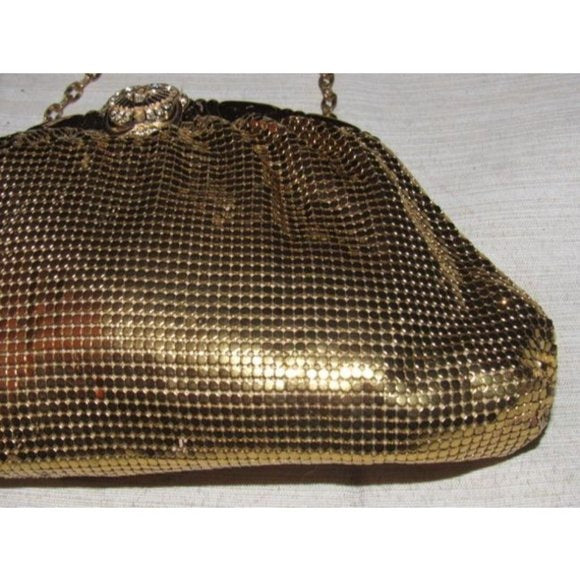 Whiting And Davis Vintage Mirrored Gold Chain Maille Mesh Designer Purse