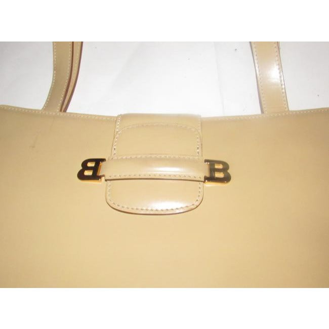 Bally Bucket Bag Xl Handle Two Strap With Double B Logo Accent Beigetan Leather Satchel