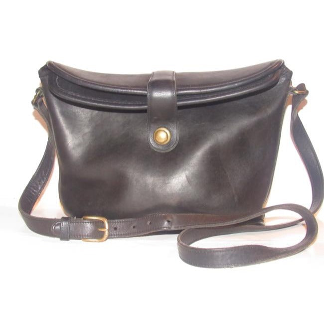 Coach, 'Legacy Fold-over Satchel', large, snap top, bucket shaped, satchel style, shoulder bag in buttery soft black leather