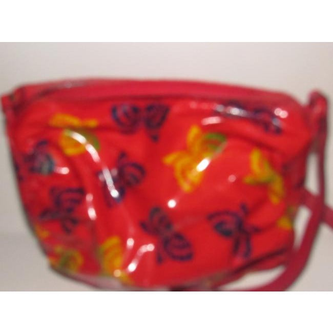 Bottega Veneta Vintage Pursesdesigner Purses Yellow And Blue Butterfly Print On Red Glossy With Red