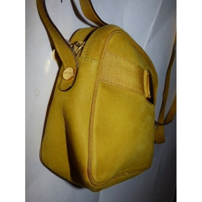 Salvatore Ferragamo Vara Ribbon Mustard Yellow Suede And Leather Cross Body Bag