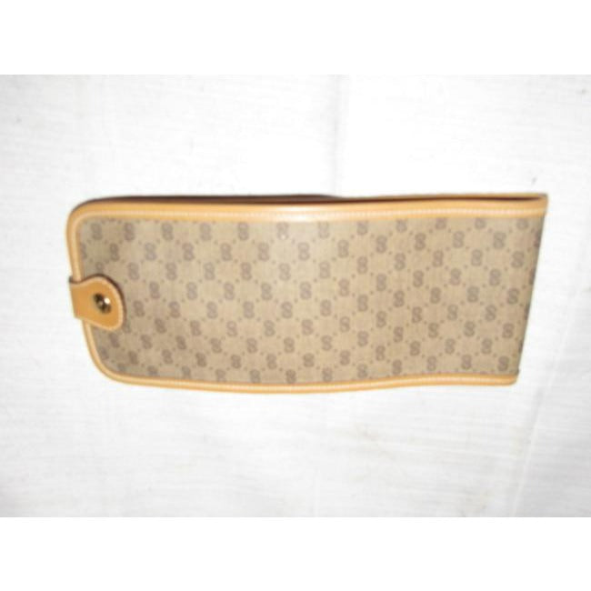 Gucci Brown Small G Logo Coated Canvas Leather Or Eyeglass Case Vintage Wallet