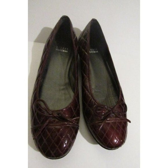 Stuart Weitzman Burgundy Quilted Leather Flats