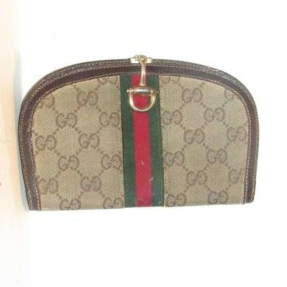 Rare Early Gucci Brown Large G Semi-circular