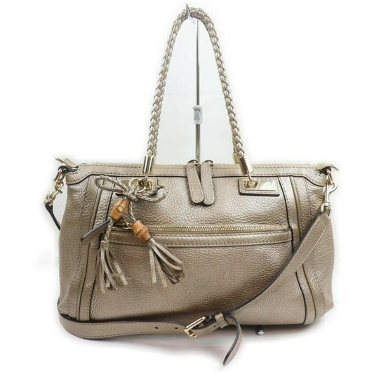 Gucci Pebbled Two Way With Removable Strap Metallic Pewter Grey Leather Satchel