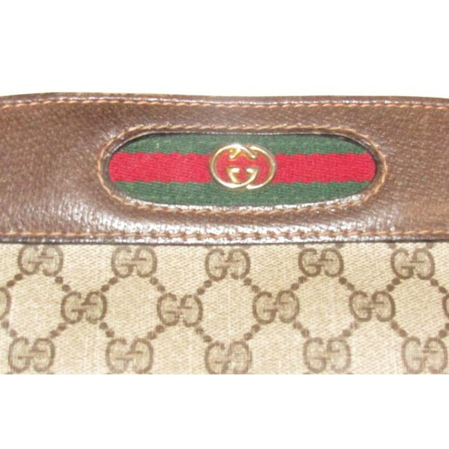 Gucci Vintage Gg Web Brown And Large G Logo Print Coated Canvas