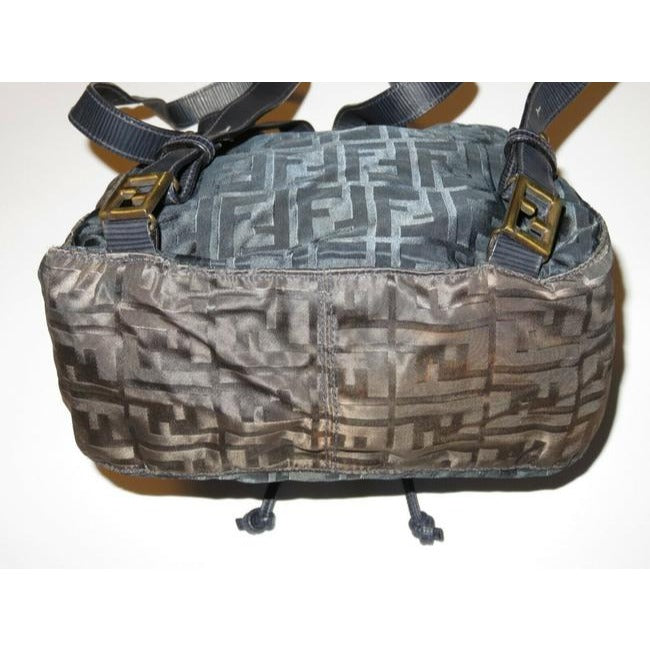 Fendi Blue & Grey Zucca Print Canvas And Leather Two Way Backpack/Satchel