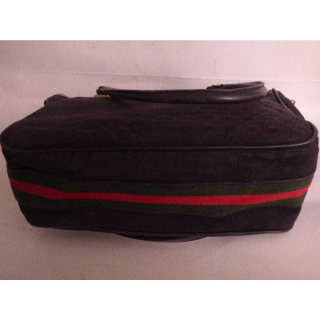 Gucci Vintage Pursesdesigner Purses Black With Small G Logo Print Canvasleather With Red And Green S