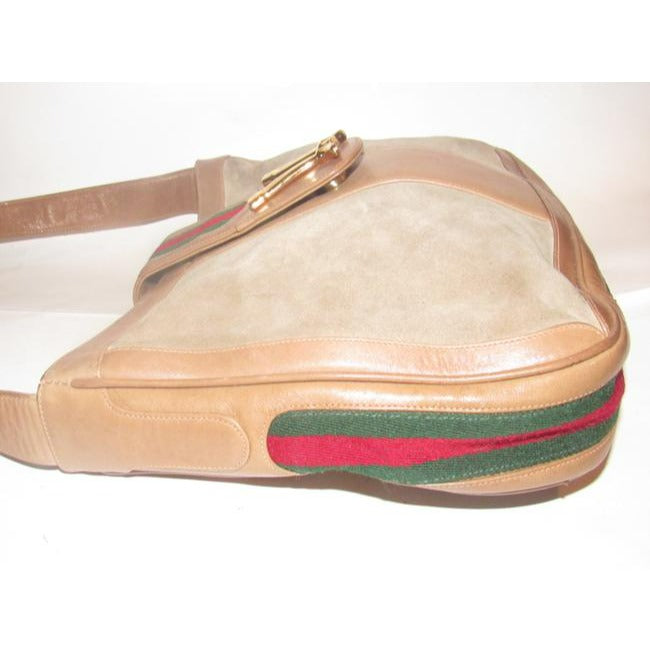 SALE! Gucci Horsebit Vintage Purses Beige Suede Hobo Bag