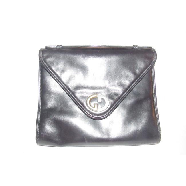 RARE, vintage, Gucci, black leather, original '1973 two-way top handle' shoulder purse with a removable strap