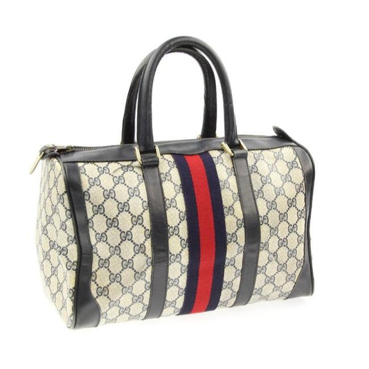 Gucci Boston Bag Xl Guccissima Print Coated Canvas Early Blue Leather And Gg Leather Satchel