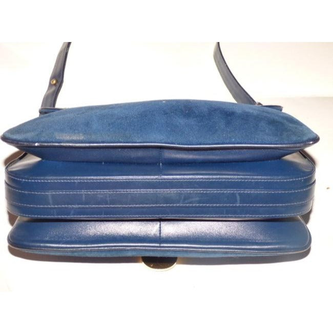 Gucci Vintage Pursesdesigner Purses Deep Blue Suede And Leather Shoulder Bag