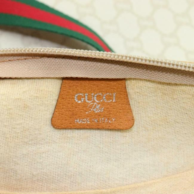 Gucci Style Purse Brown Large G Logo Print On Ivory Coated Canvas And Brown Leather With Red And Green