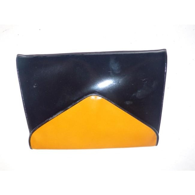 Bally Vintage Pursesdesigner Purses Yellow Ish Orange And Black Patent Leather Shoulder Bag