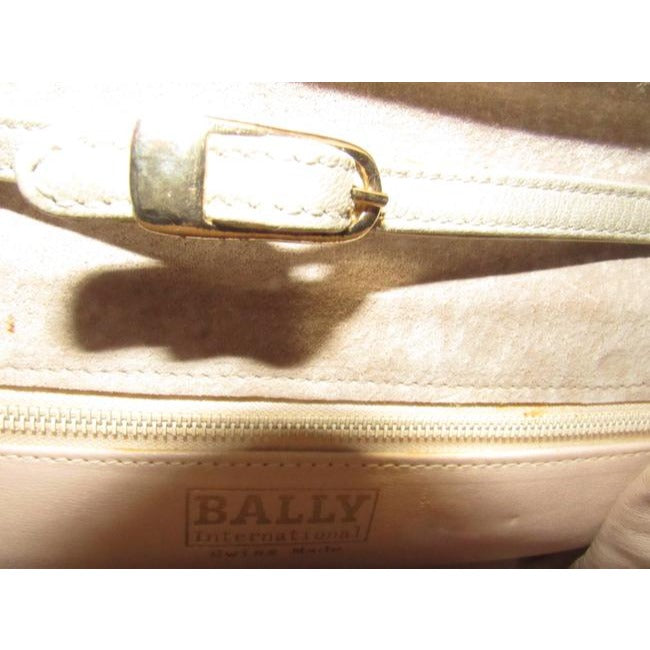 Bally Vintage Pursesdesigner Purses Greenish Gold Leather With Silver Striped Accents Shoulder Bag