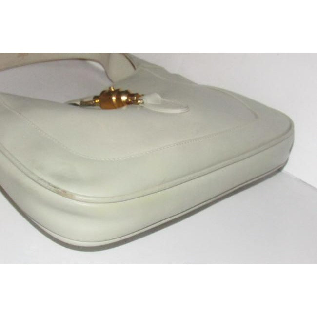 Gucci Shoulder Jackie W Vintage Strap Extenderpiston Clasp Stone Color Leather Hobo Bag