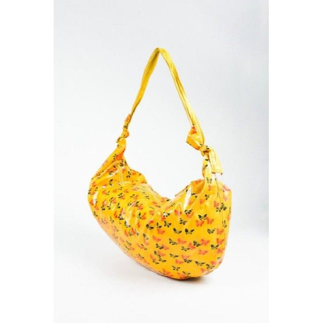 Bottega Veneta Vintage Pursesdesigner Purses Red And Black Butterfly Print On Yellow Glossy With Yel