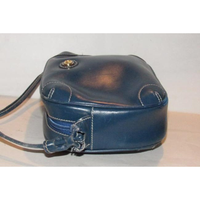 Gucci Vintage Cobalt Blue Leather With White Contrast Stitching