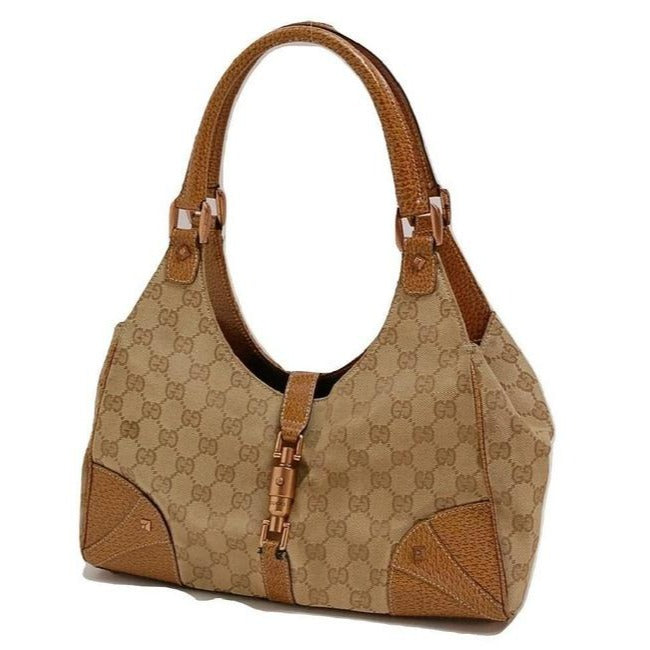 Gucci Bardot Vintage Brown Large G Logo Print Canvas And Patent Glossy Brown Leather