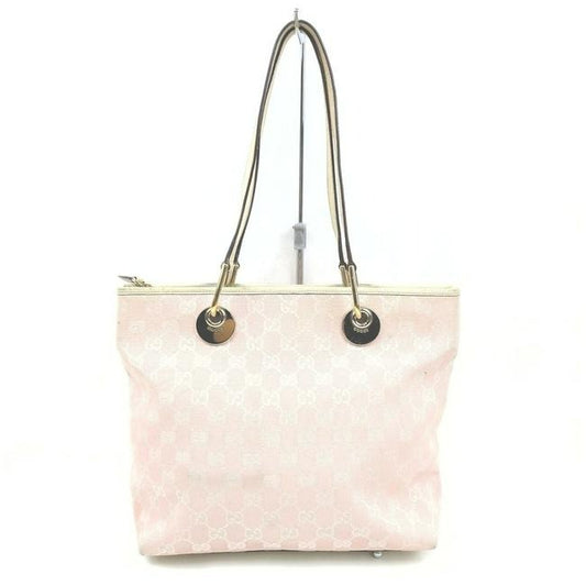 Gucci Pink Guccissima Print Canvas And White Leather Eclipse Bucket Bag