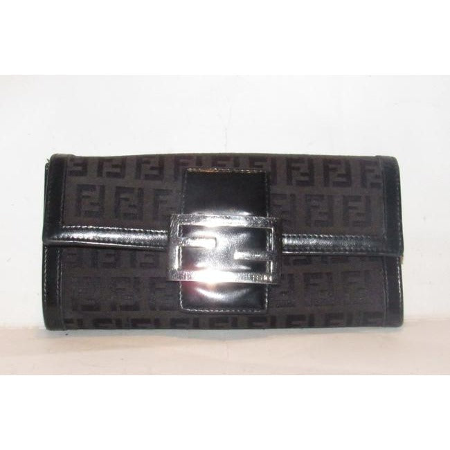 Fendi Black Zucchino Print Xl Wallet