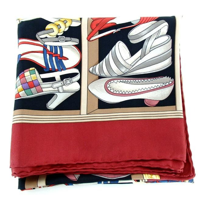 Salvatore Ferragamo Multi Color Shoe Print Scarf