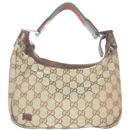 Gucci Guccissima Print Canvas Leather Brown W Red Green Strap