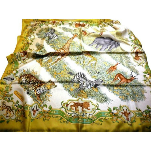 Salvatore Ferragamo Colorful Jungle Print Extra Large Silk Scarf