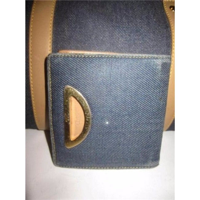 Dior Vintage Blue Denim And Camel Leather Canvas Satchel