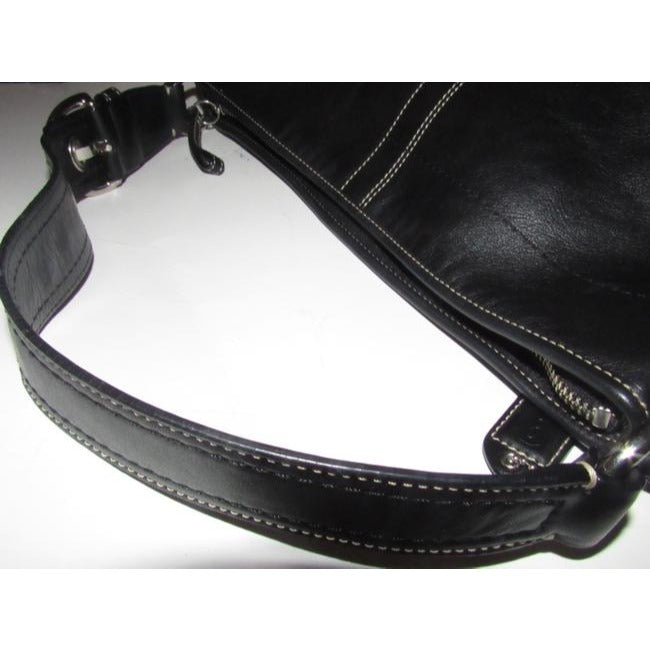 Coach Vintage Pursesdesigner Purses Black Buttery Soft Leather With White Contrast Stitching Hobo Ba