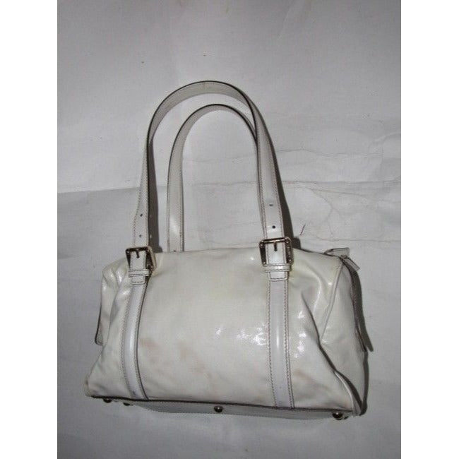 Gucci White Leather Blondie Satchel W Bold Gold GG